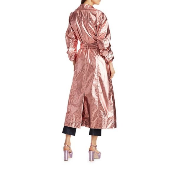 NWT Cinq à Sept Kianna metallic pink trench coat - Picture 10 of 14
